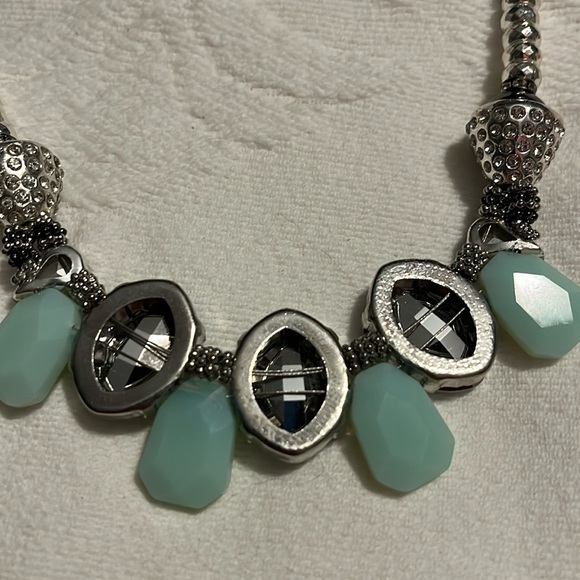 Statement necklace with light turquoise colored stones - Picture 2 of 5